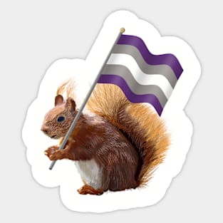 A Red Squirrel with a graysexual pride flag. Sticker